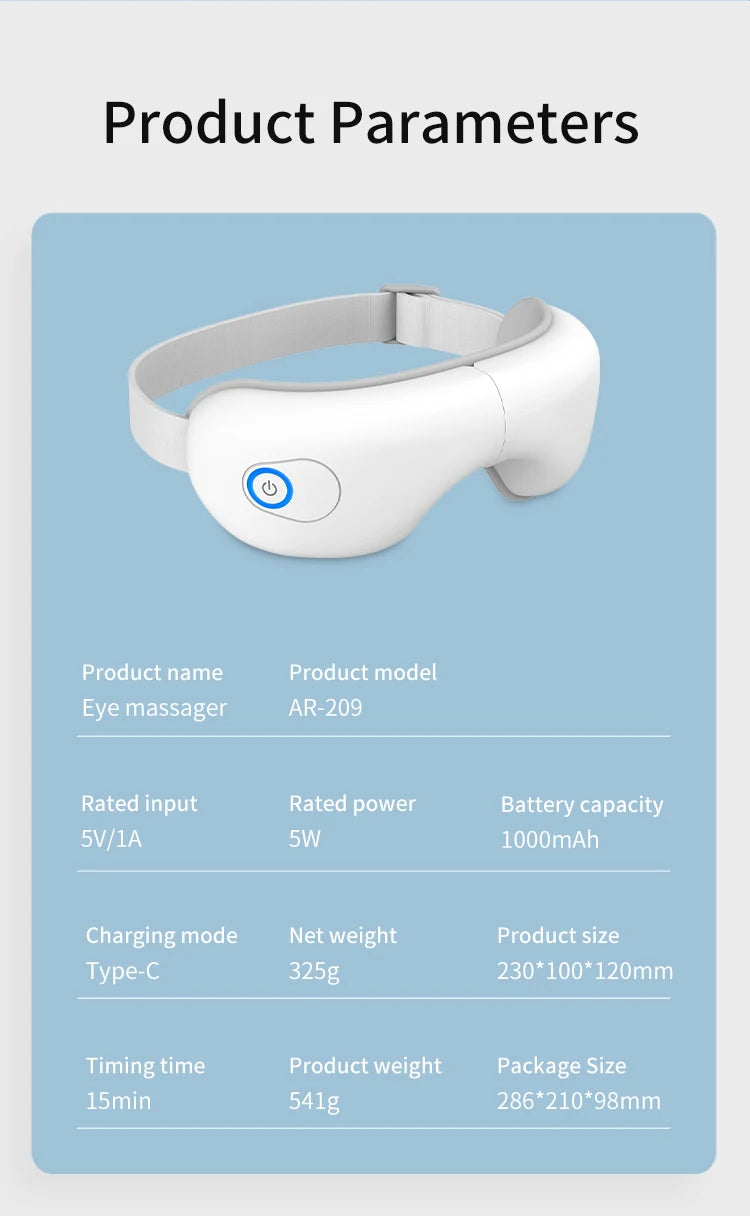 Rechargeable Eye Massager with Heat and Air Compression for Relaxation - 19