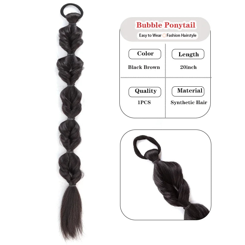20-Inch Pre-Braided Bubble Ponytail Extension