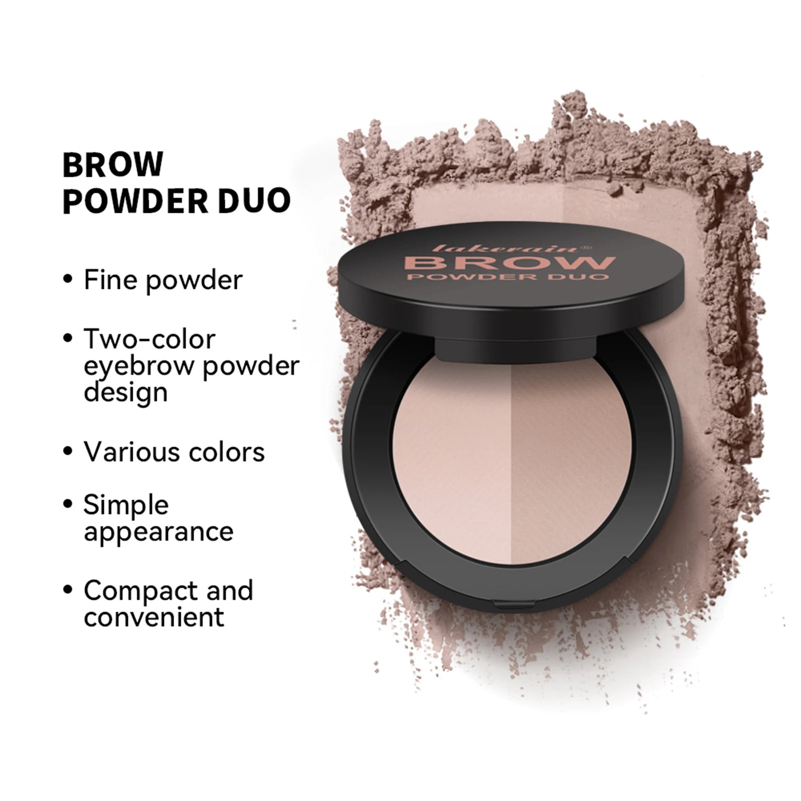 Dual-Tone Eyebrow Powder Palette with Professional Grooming Brush - 2