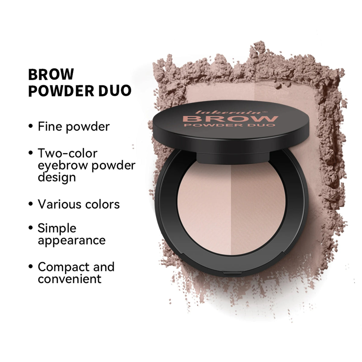 Dual-Tone Eyebrow Powder Palette with Professional Grooming Brush