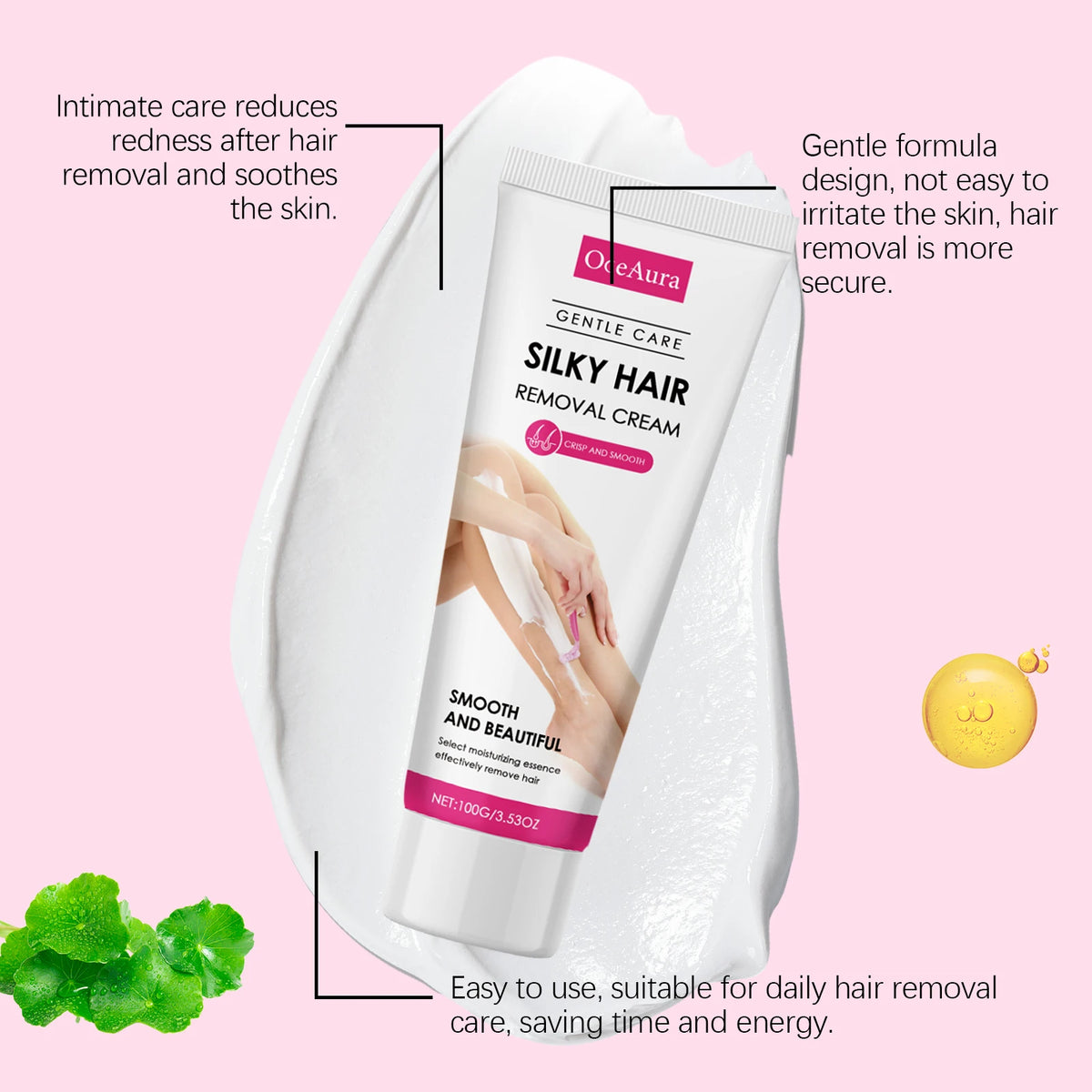 Gentle Hair Removal Cream and Soothing Oil for Sensitive Skin