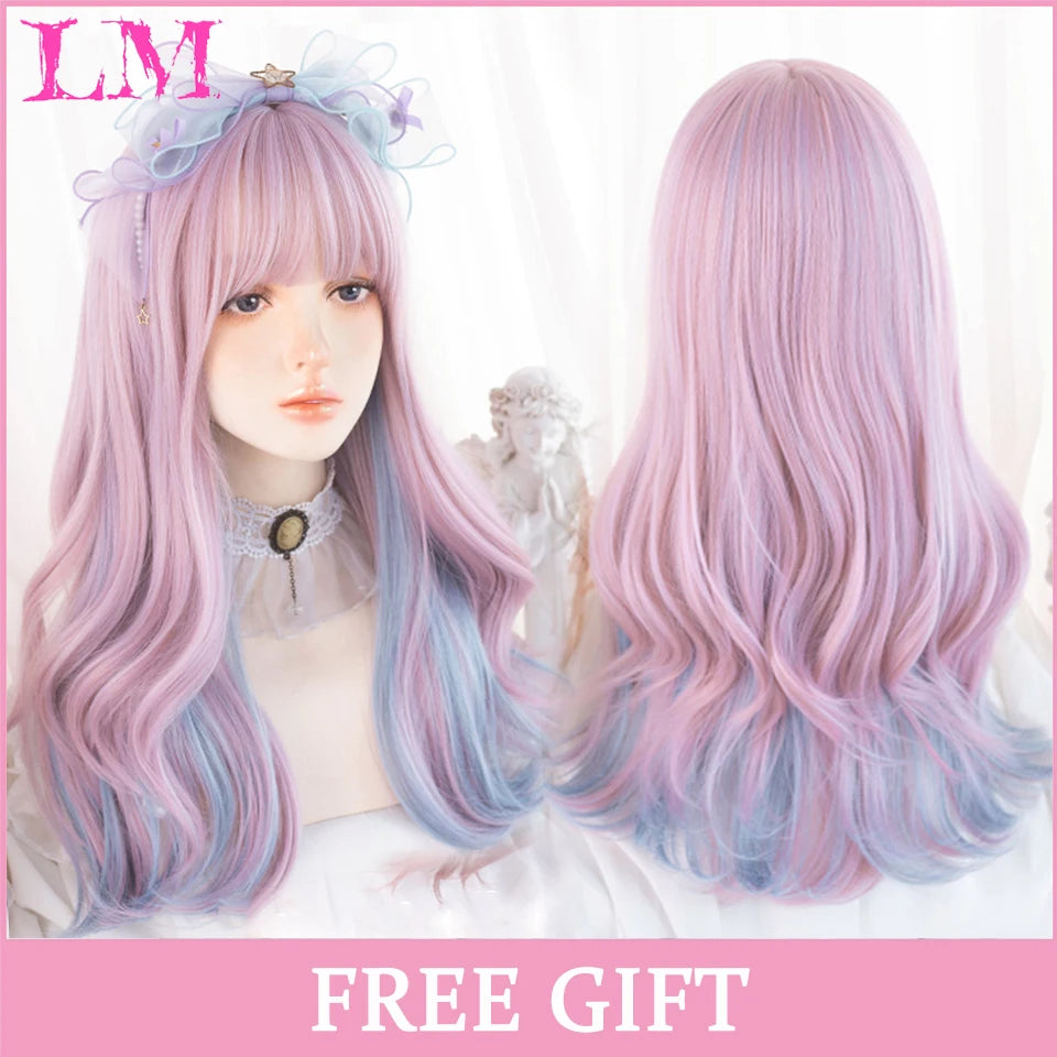 24-Inch Long Pink Cosplay Wig for Costumes