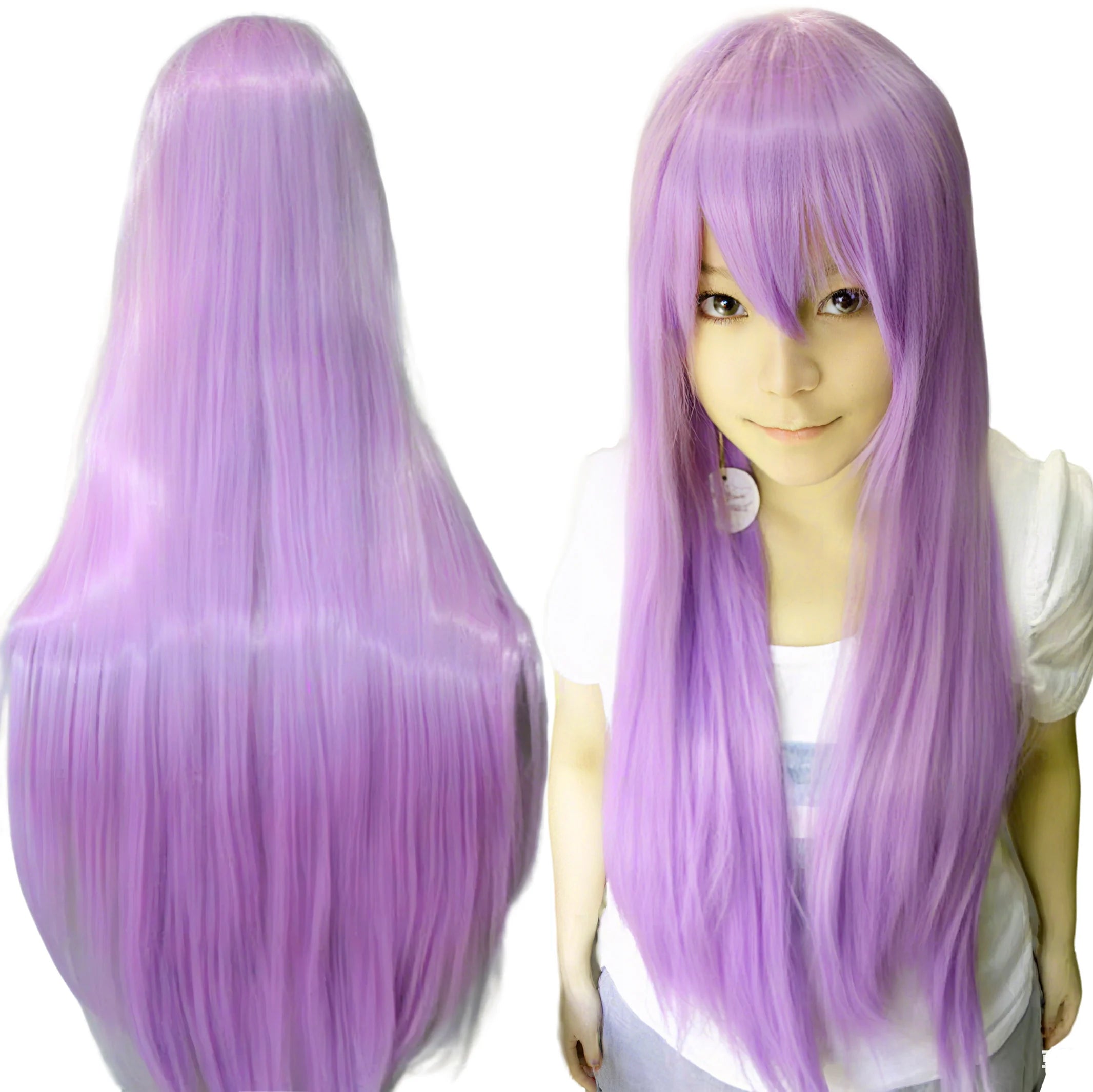 Long Purple Straight Wig for Anime Cosplay and Halloween Costumes - 1