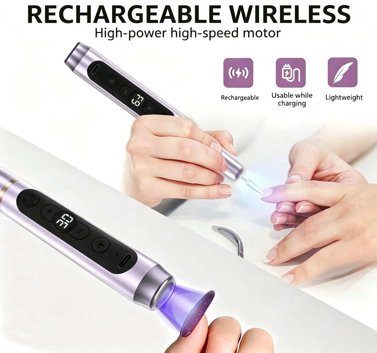 Professional Cordless Electric Nail File and Dryer Manicure Tool