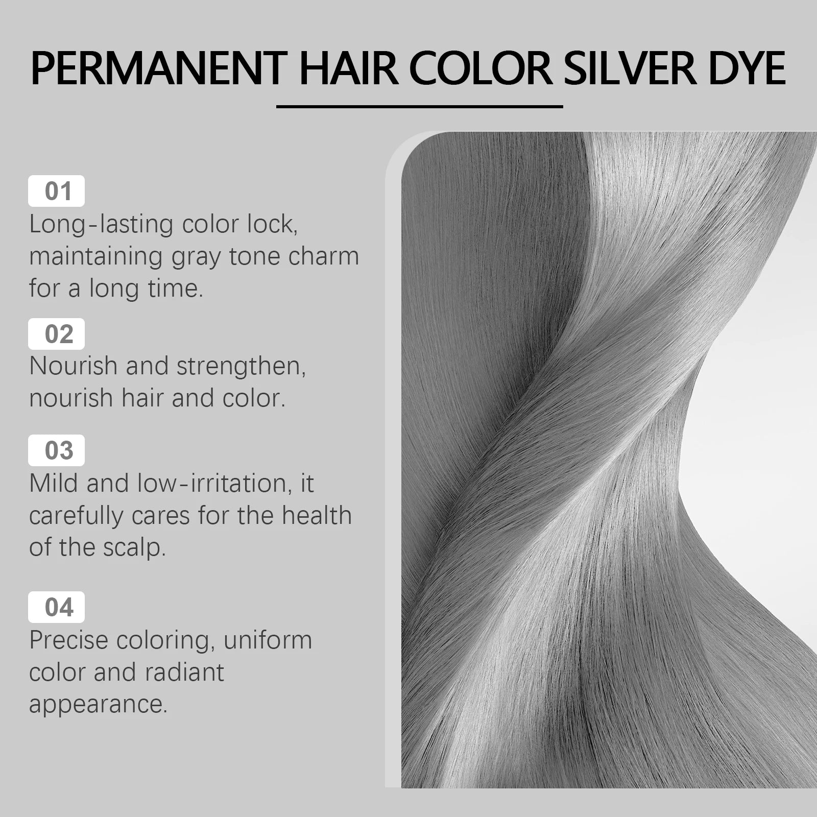 Permanent Silver Gray Hair Dye Cream for Natural White Hair Coverage - 11