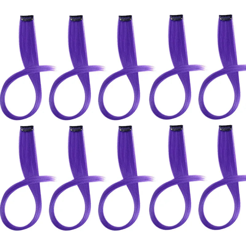 22-Inch Clip-In Synthetic Hair Extensions for Instant Color Highlights