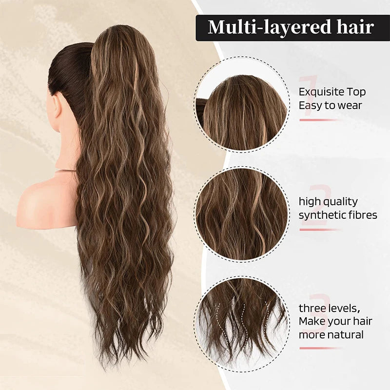 22-Inch Water Wave Drawstring Ponytail Extension