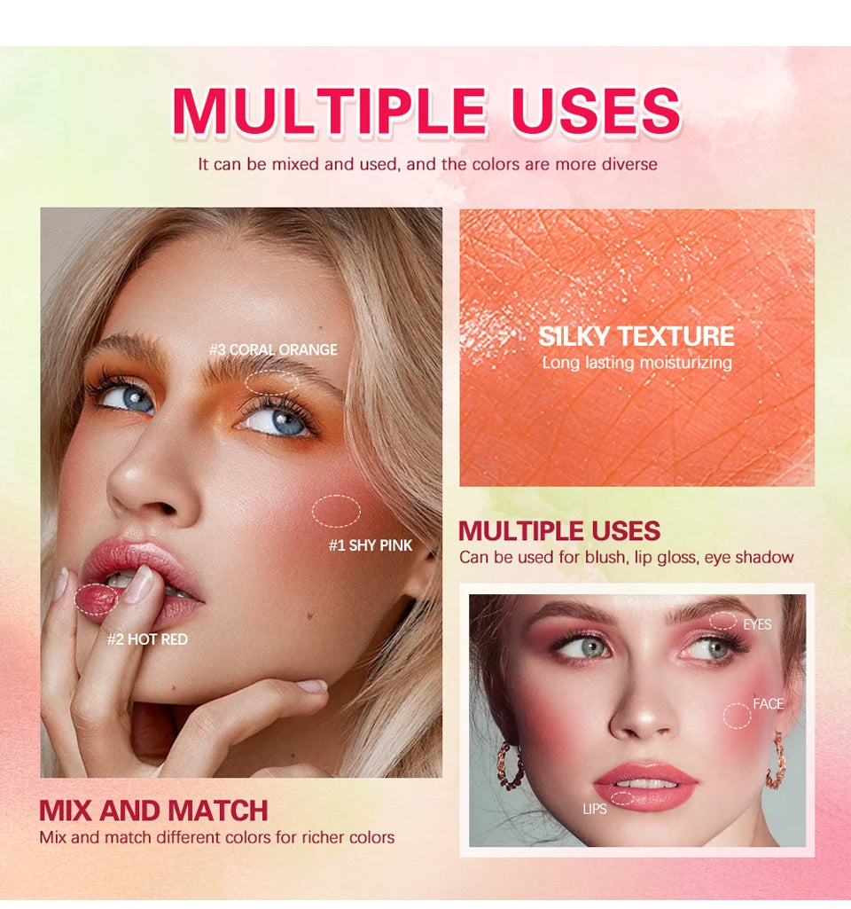 Cream Blush Stick for Cheeks and Lips Multi-Use Makeup