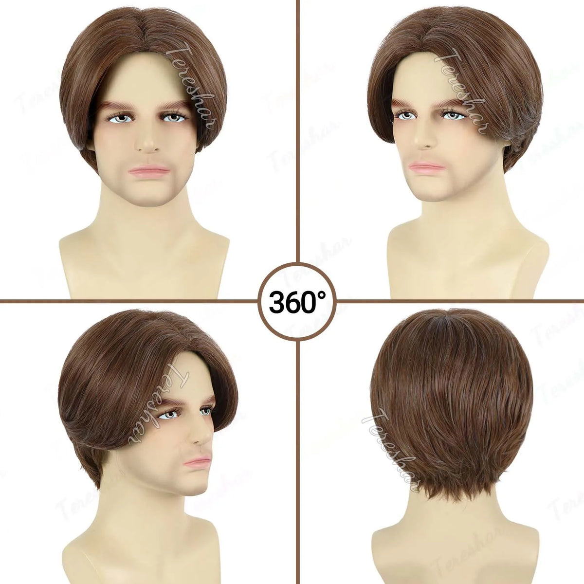 Short Straight Layered Men's Wig for Cosplay Party and Daily Wear