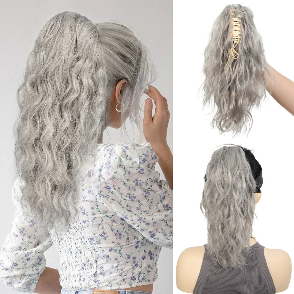 14-Inch Wavy Synthetic Claw Clip Ponytail Extension - 7
