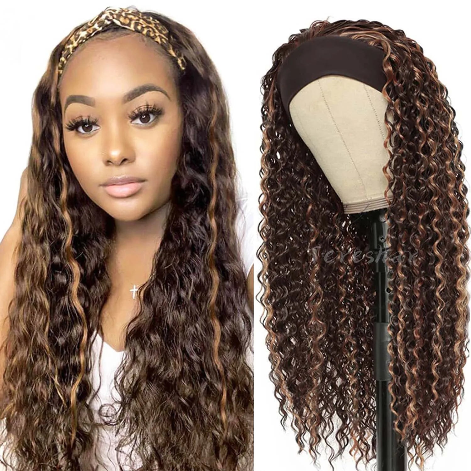 Water Wave Synthetic Headband Wig for Daily Use - 1