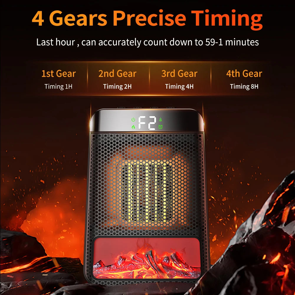 Portable Electric Ceramic Space Heater with Digital Display and Timer - 14