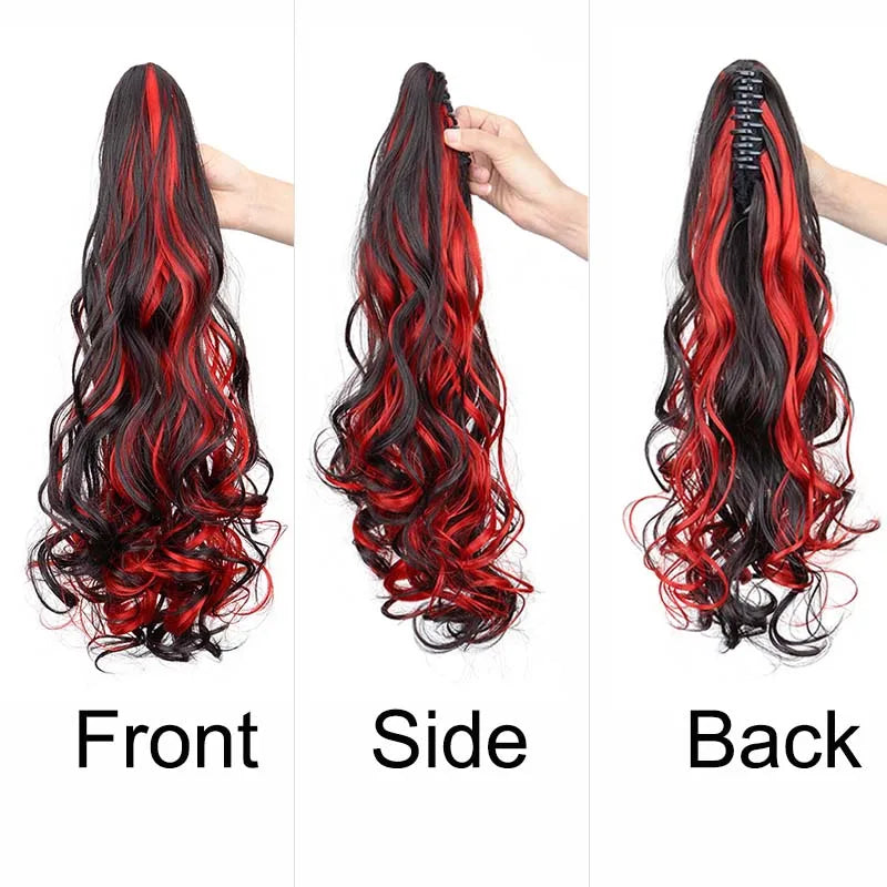 20-Inch Curly Highlighted Ponytail Extension with Claw Clip - 4
