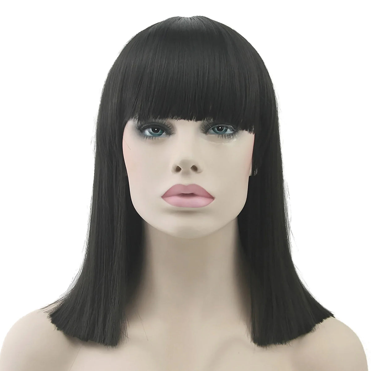 Short Straight Synthetic Hair Wig with Bangs for Daily and Party Use