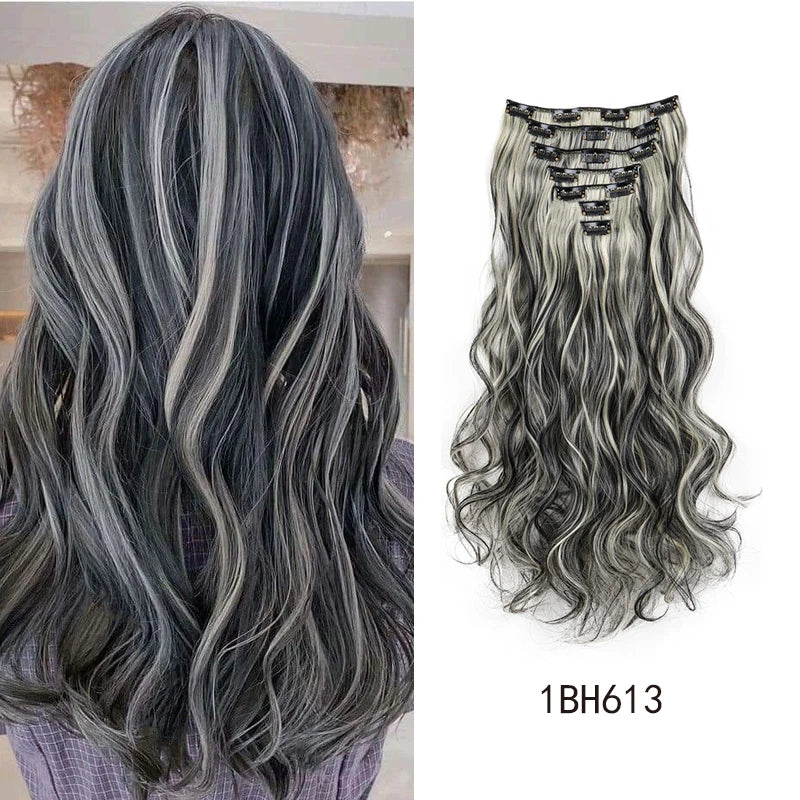 18-Inch Wavy Clip-In Synthetic Hair Extension Set