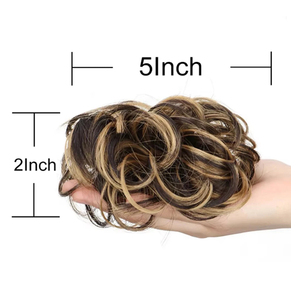 Messy Curly Bun Hair Scrunchie for Instant Volumized Updo Hairstyles - 3