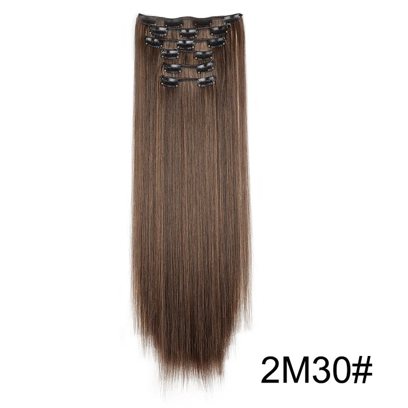24-Inch Long Straight Clip-In Hair Extensions for Women - 8