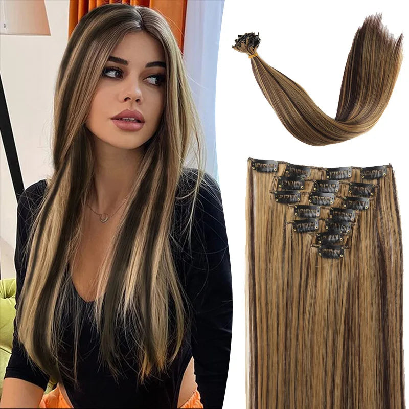 22-Inch Clip-In Long Straight Hair Extensions