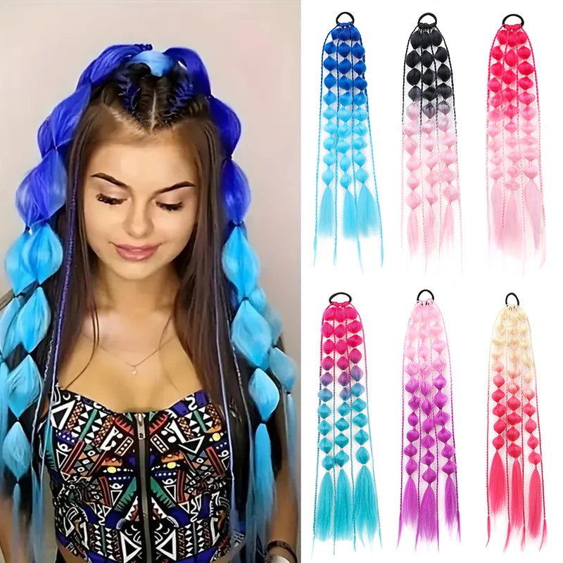 Colorful Bubble Braid Ponytail Extension for Women - 1