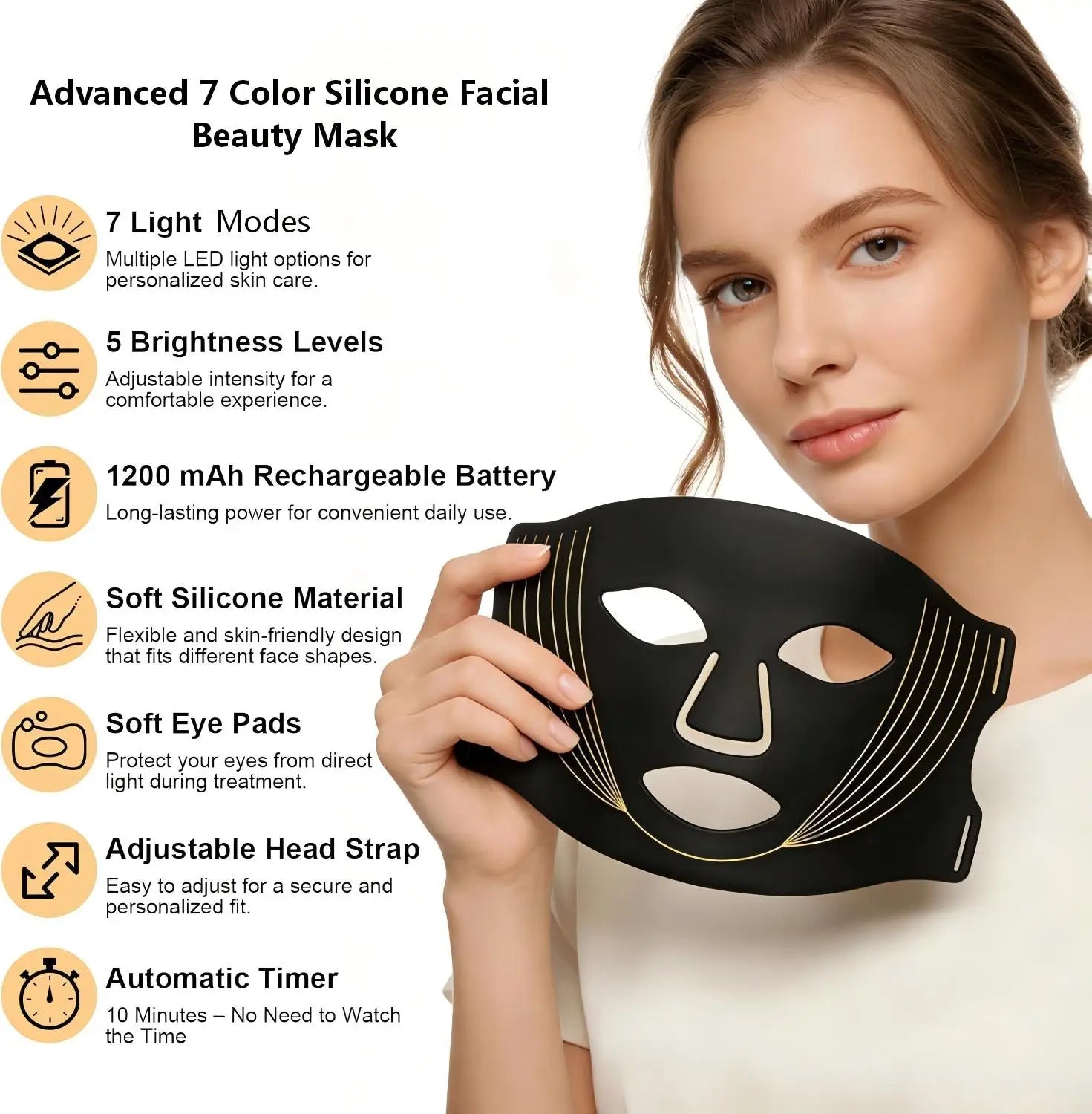 7-Color LED Silicone Facial Mask for Skin Rejuvenation and Firming - 2