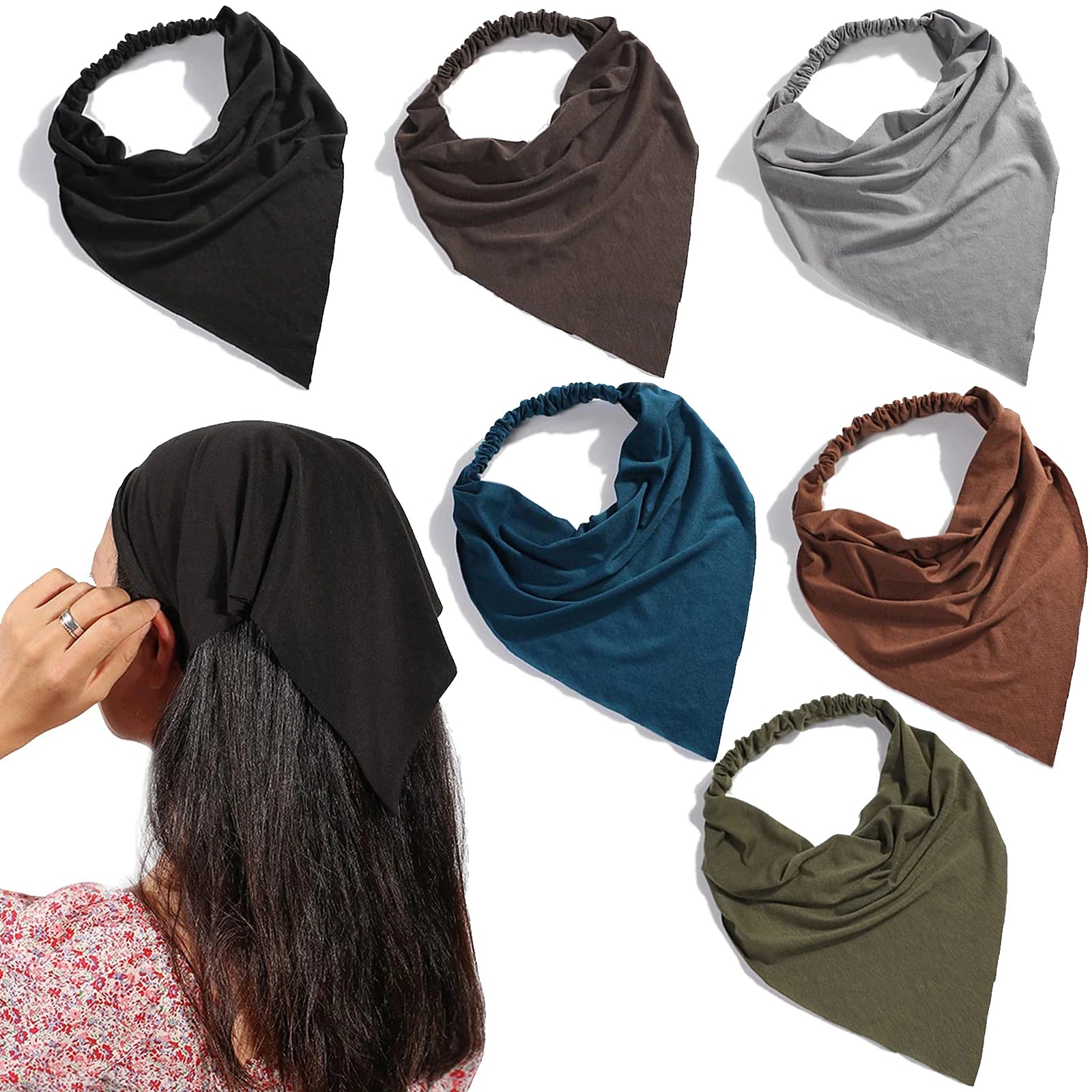 Elastic Boho Triangle Headband Scarf for Comfortable Daily Hair Styling - 1