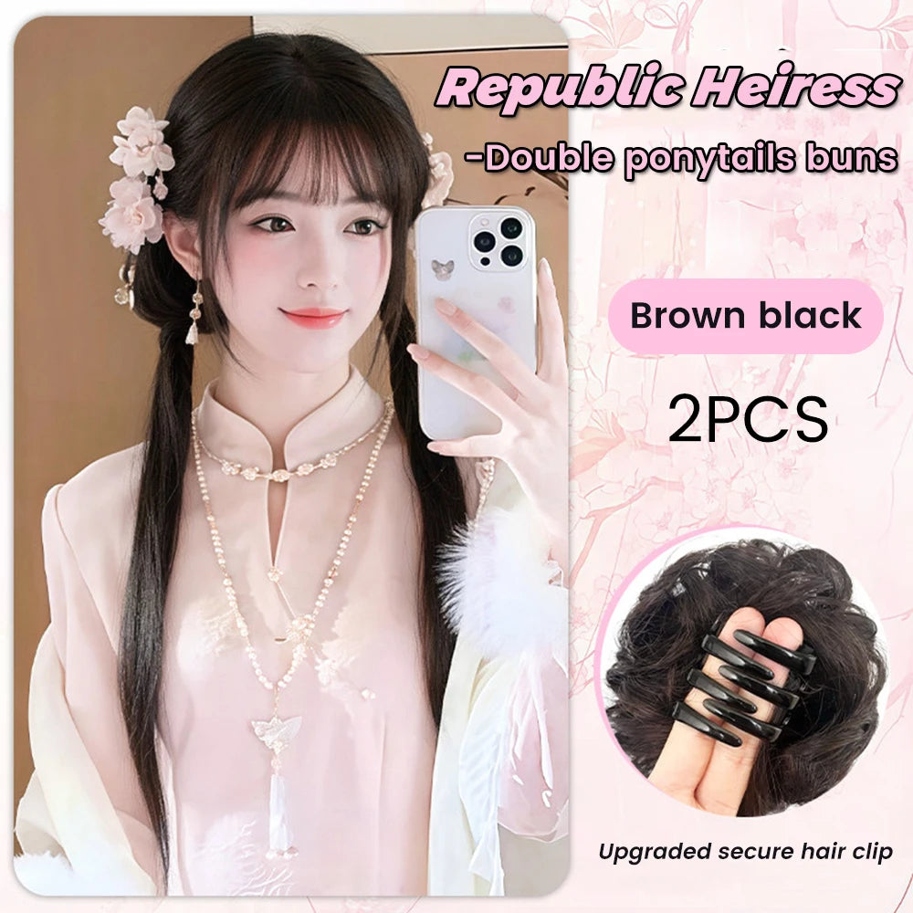 Clip-in Claw Ponytail Extension with Messy Bun for Elegant Hairstyles
