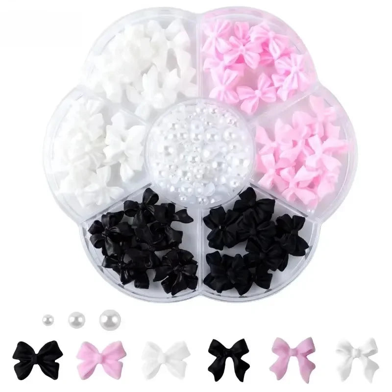 3D Mixed Bowknot and Flower Nail Art Decoration Charms Set