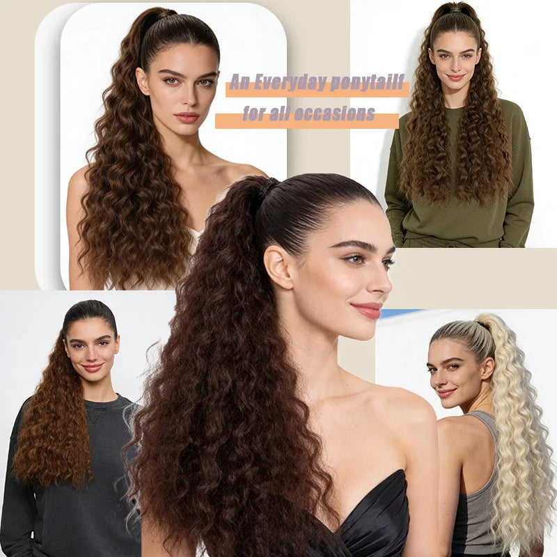 20-Inch Long Curly Ponytail Hair Extension for Instant Volume