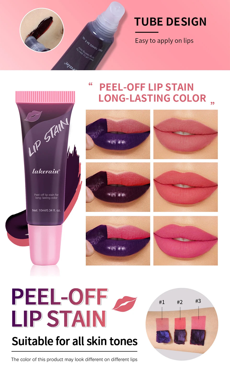 Waterproof Peel-Off Lip Stain for Long-Lasting Matte Color - 10
