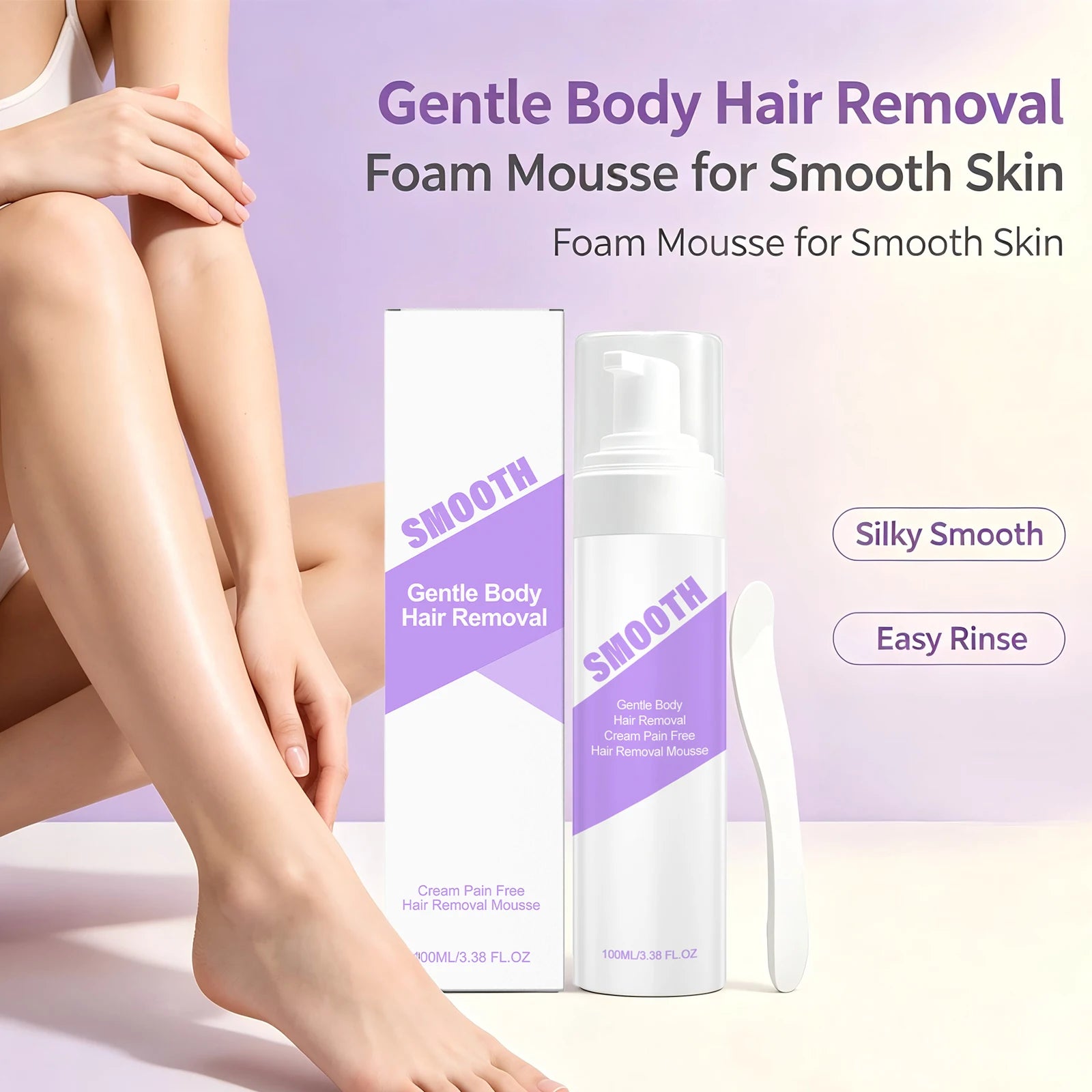 Painless Hair Removal Mousse Foam for Smooth Skin on Arms Legs and Body - 1