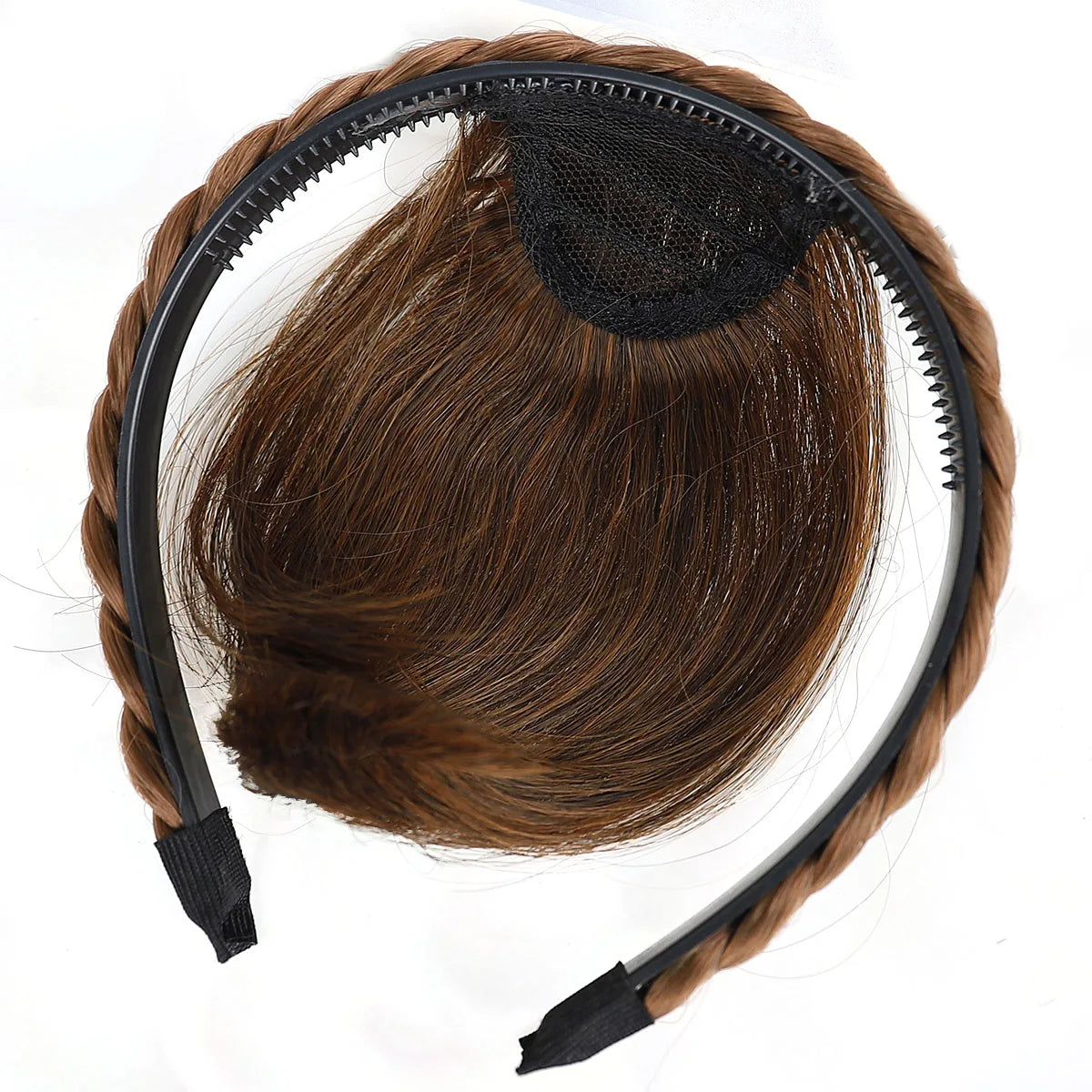 Braided Headband with Natural Looking Bangs for Women