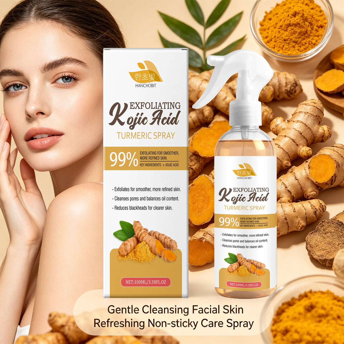 Kojic Acid Turmeric Exfoliating Facial Spray for Radiant Skin