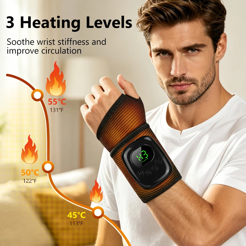 Cordless Heated Air Compression Wrist Massager for Pain Relief