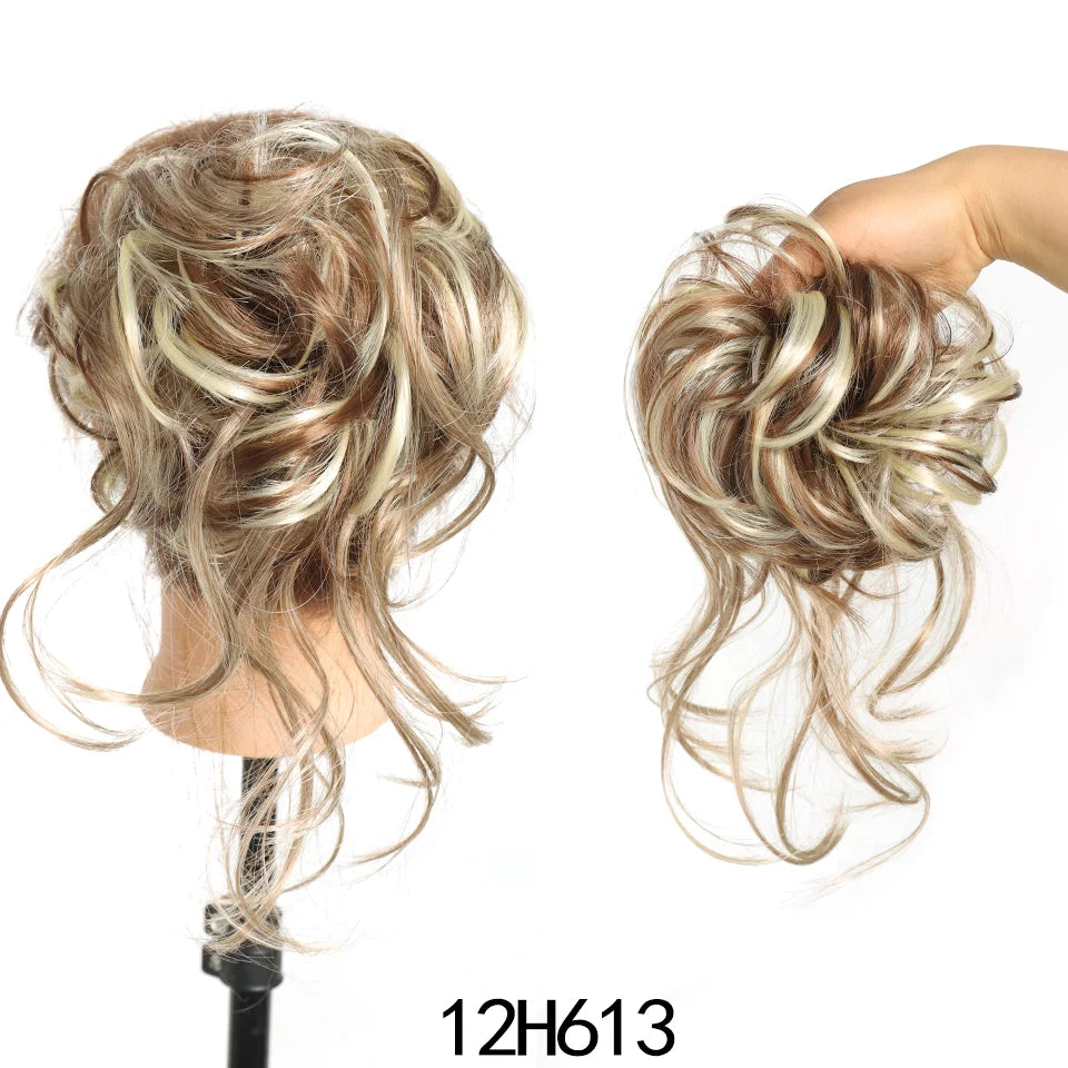 Curly Messy Bun Hair Extension Scrunchie for Instant Volume