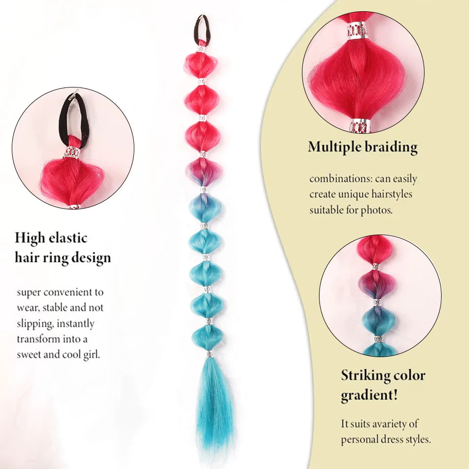 Colorful Bubble Ponytail Extension for Festivals and Parties