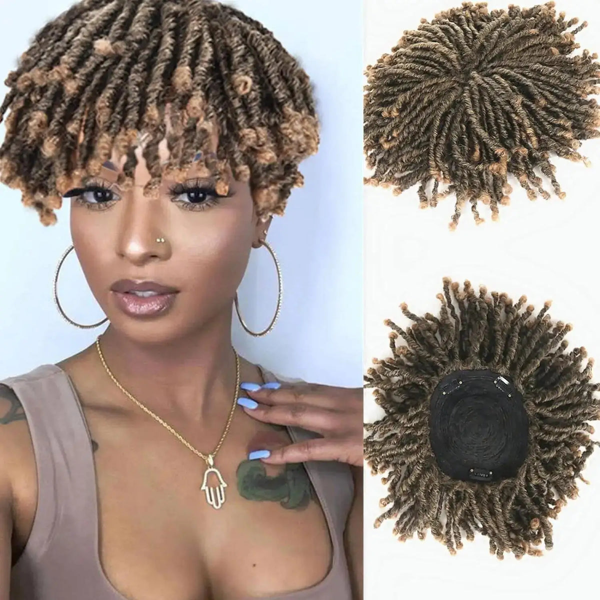 Men's Short Curly Braided Dreadlock Wig