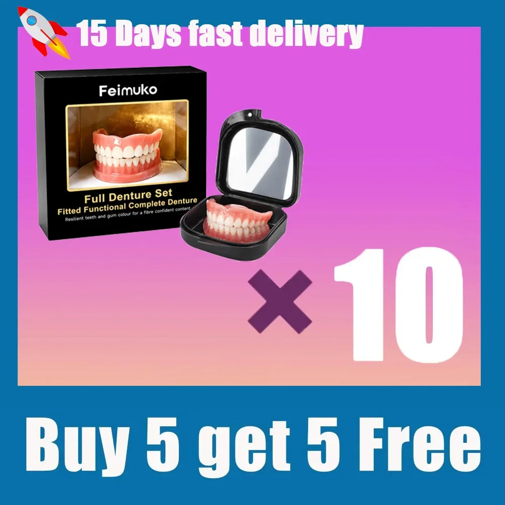 Instant Snap-On Silicone Dentures with Mirror Storage Case - 10
