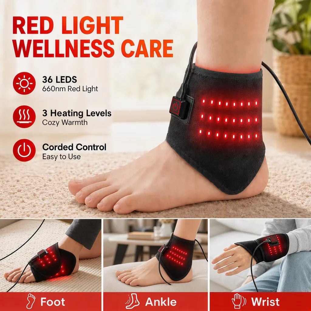3-in-1 Red Light Therapy Wrap for Foot Ankle and Wrist Pain Relief - 1