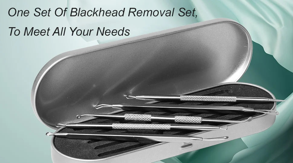 Professional Stainless Steel Blackhead and Pimple Extractor Tool Kit - 7