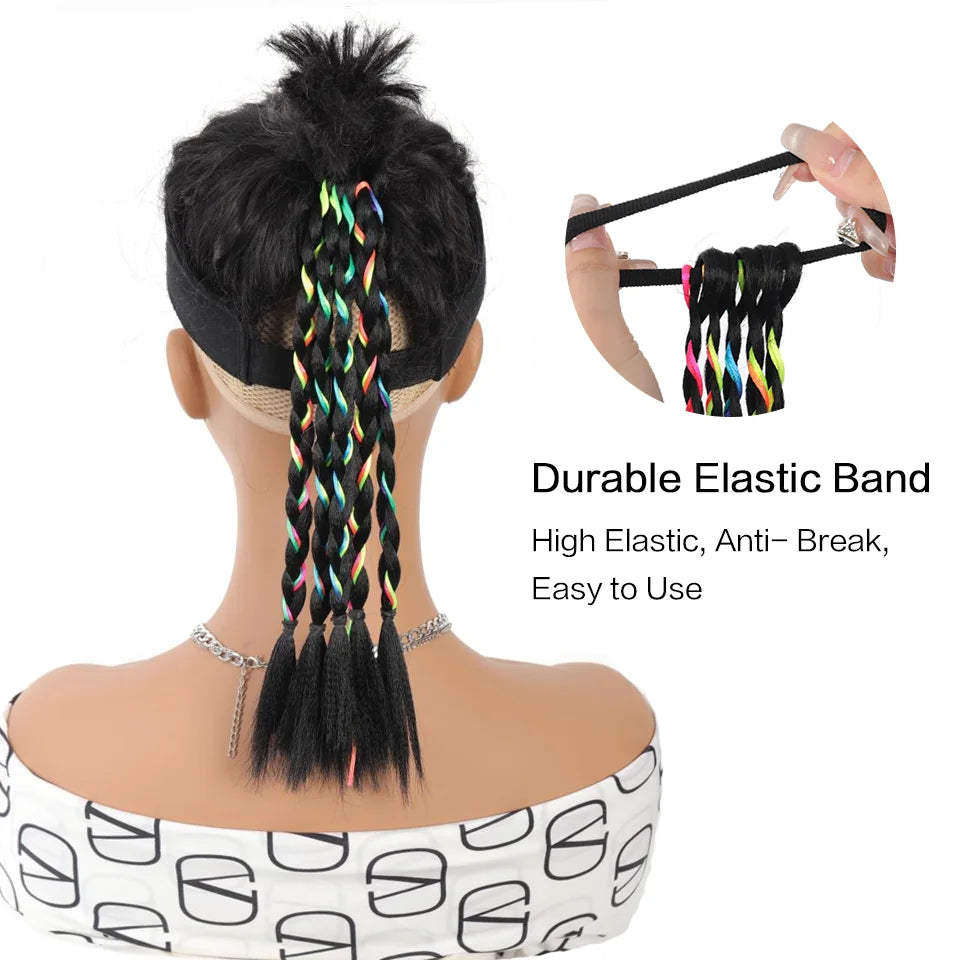Colorful Synthetic Braided Ponytail Extension for Parties and Events