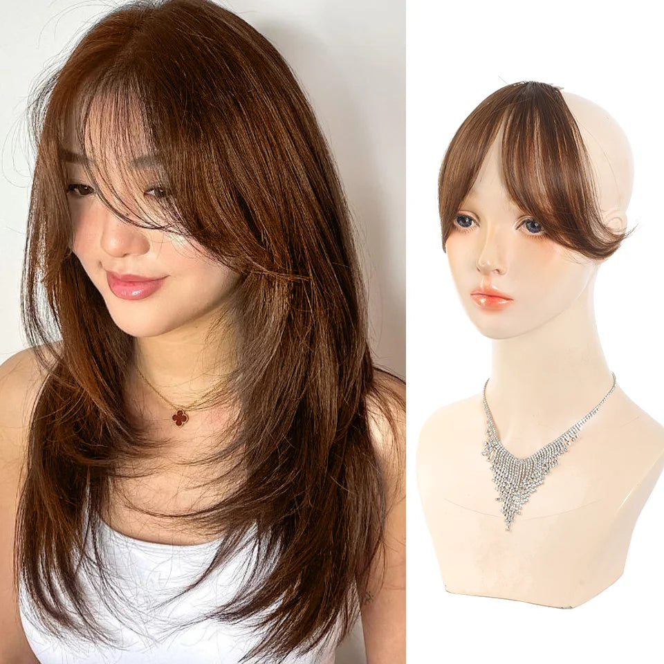 Clip-In Synthetic Hair Bangs for Women with Natural Side Fringes - 1