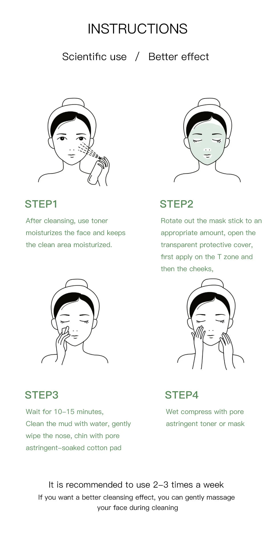 Green Tea Deep Cleansing Clay Face Mask Stick for Blackhead Removal - 16