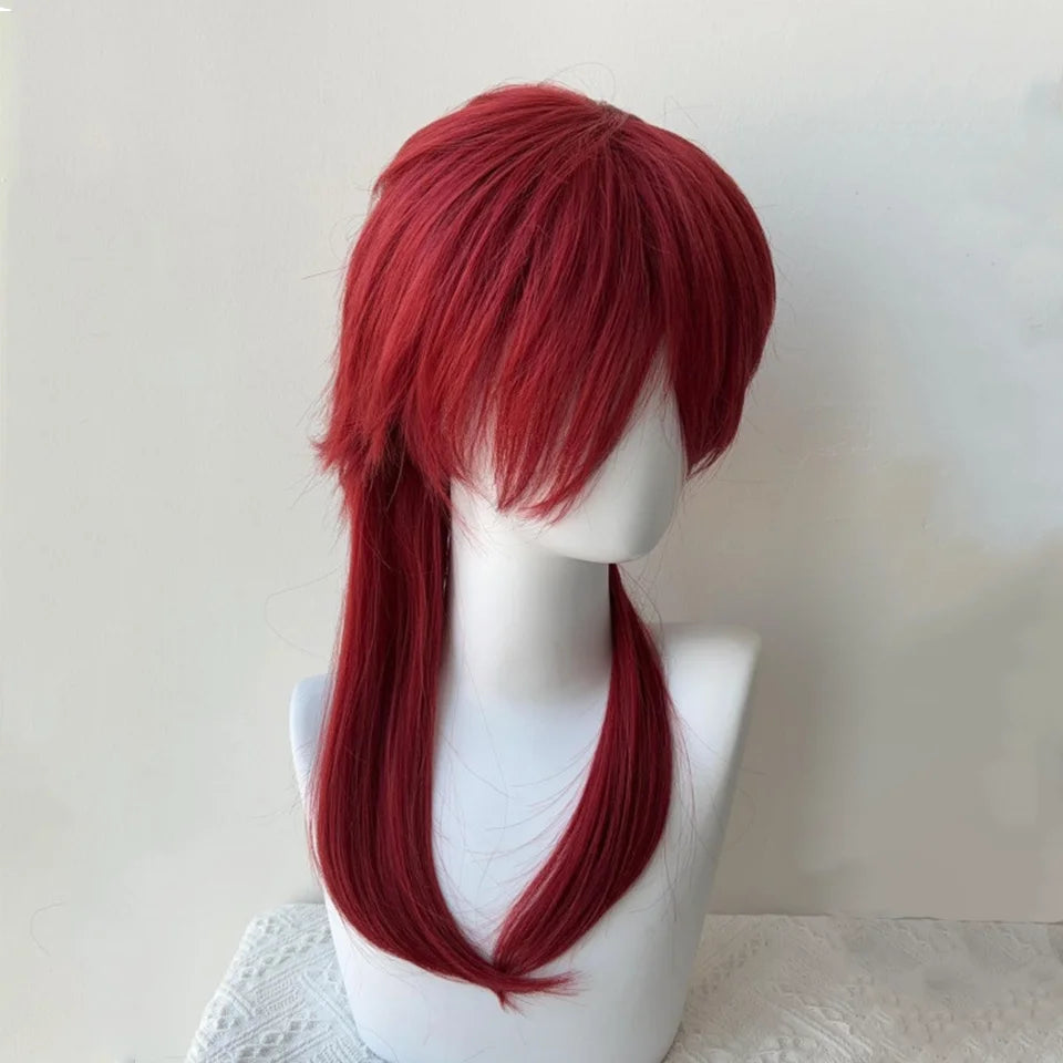 Red Wolf-Tailed Mullet Anime Cosplay Wig - 8