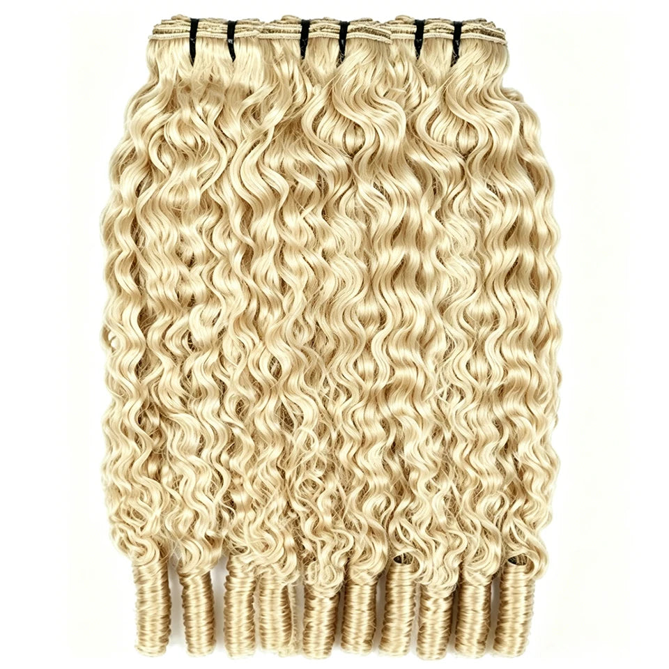 Blonde Burmese Curly Human Hair Bundles - 10