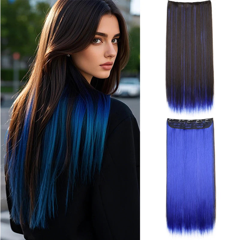 Long Straight One Piece Clip In Hair Extensions for Women - 13