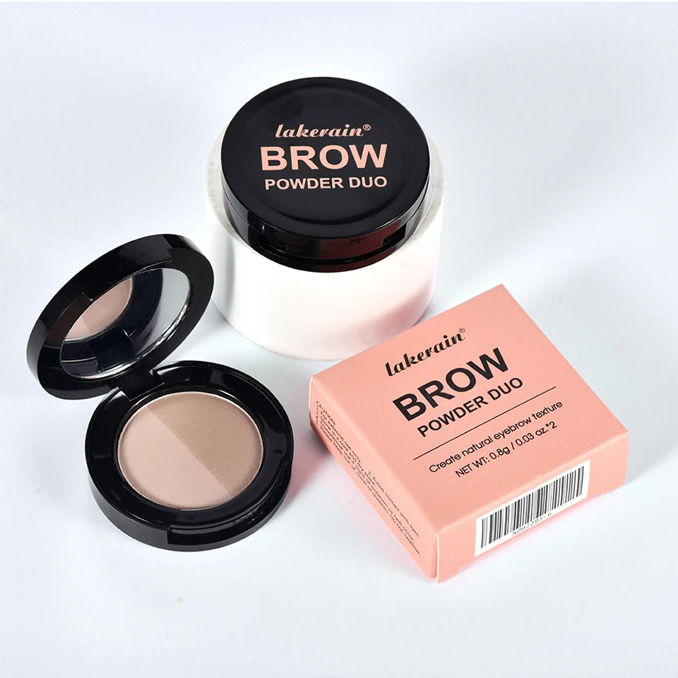 Dual-Tone Eyebrow Powder Palette with Professional Grooming Brush