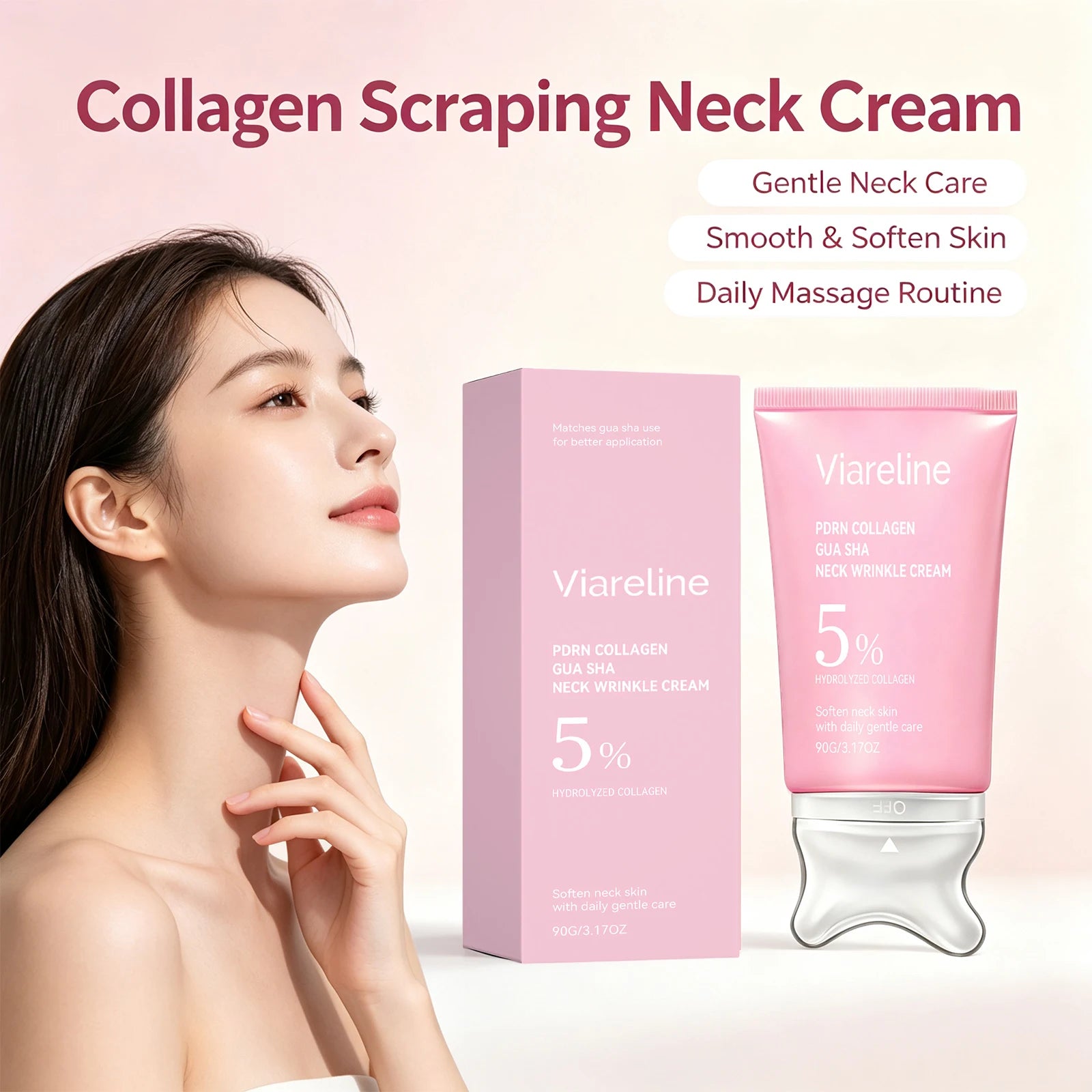 Collagen Firming Neck Cream with Integrated Gua Sha Massage Tool - 1