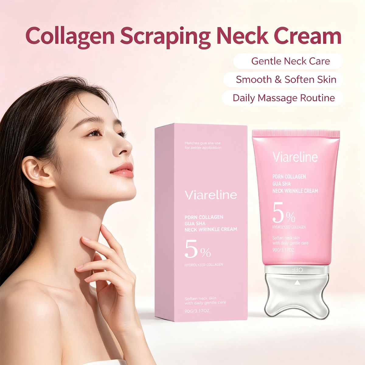 Collagen Firming Neck Cream with Integrated Gua Sha Massage Tool