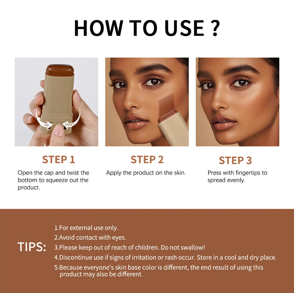 Matte Foundation Stick and Setting Powder Makeup Set for Flawless Skin - 15