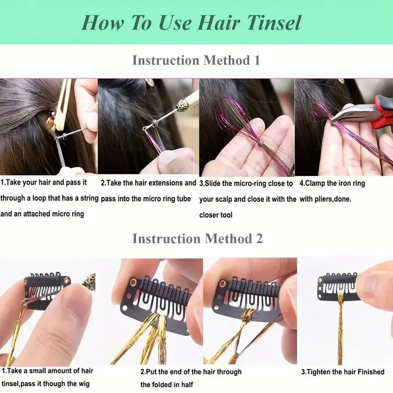 Sparkle Rainbow Hair Tinsel Extensions for Parties - 6